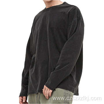 Washed and Distressed Loose Sweatshirt with Ripped Holes